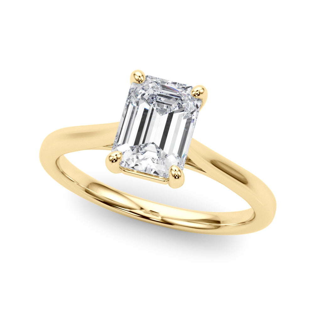Adored Solitaire Emerald Diamond Engagement Ring — 9K/18K Gold & Platinum