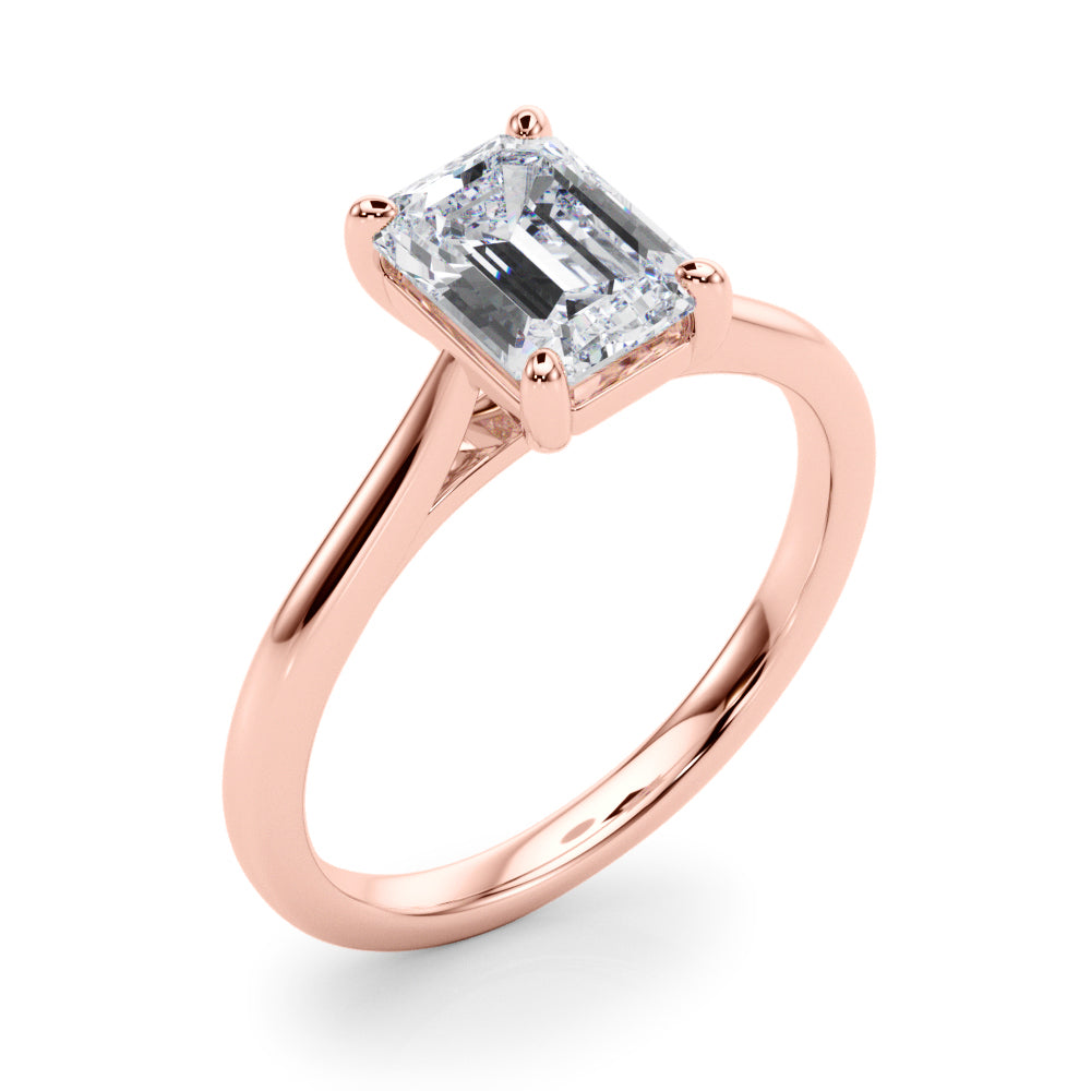 Lab-Grown D-VVS Emerald Cut Diamond 4-Prong Solitaire Engagement Ring