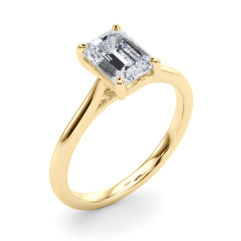 Adored Solitaire Emerald Diamond Engagement Ring — 9K/18K Gold & Platinum
