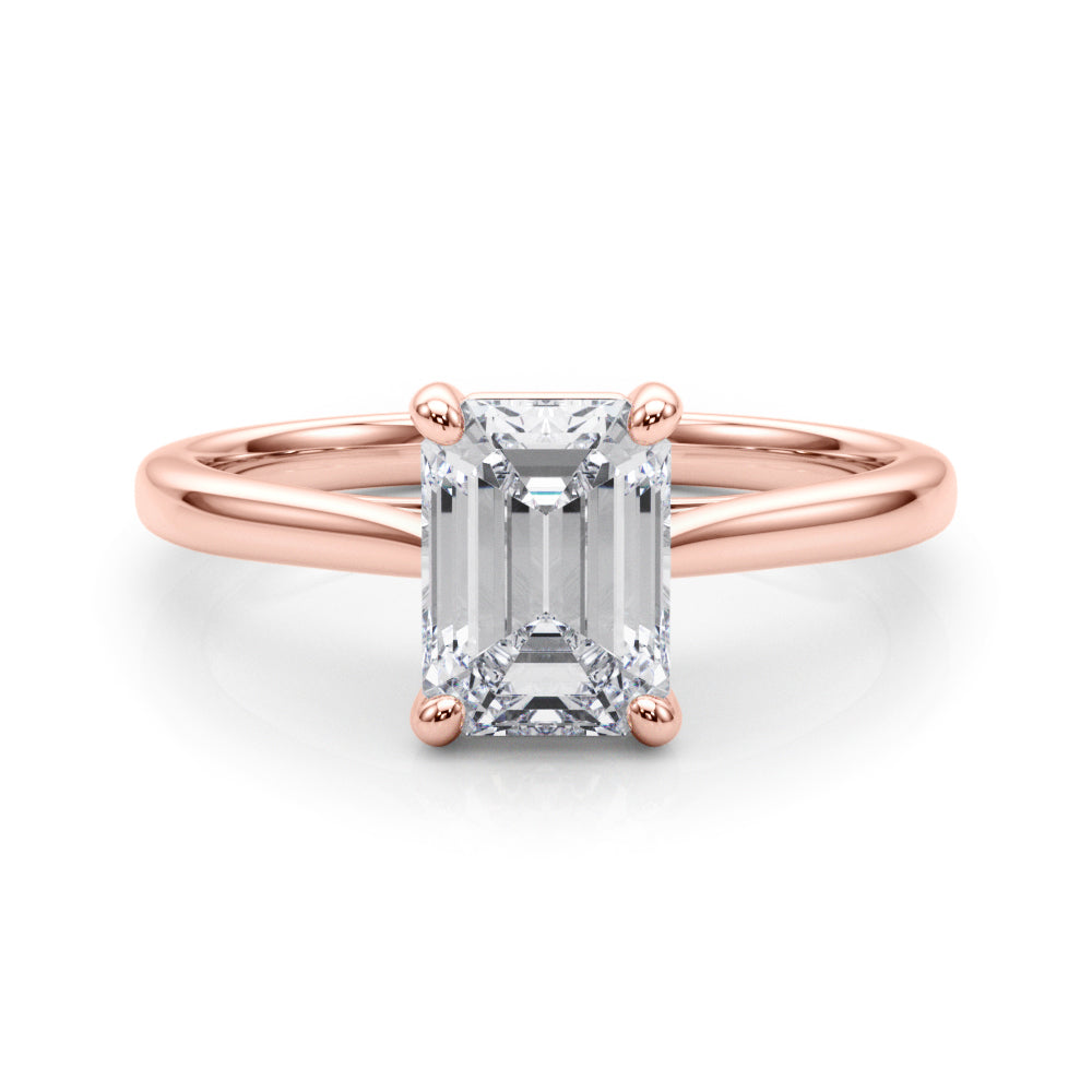 Adored Solitaire Emerald Diamond Engagement Ring — 9K/18K Gold & Platinum