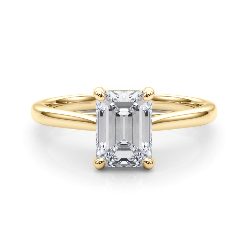 Adored Solitaire Emerald Diamond Engagement Ring — 9K/18K Gold & Platinum