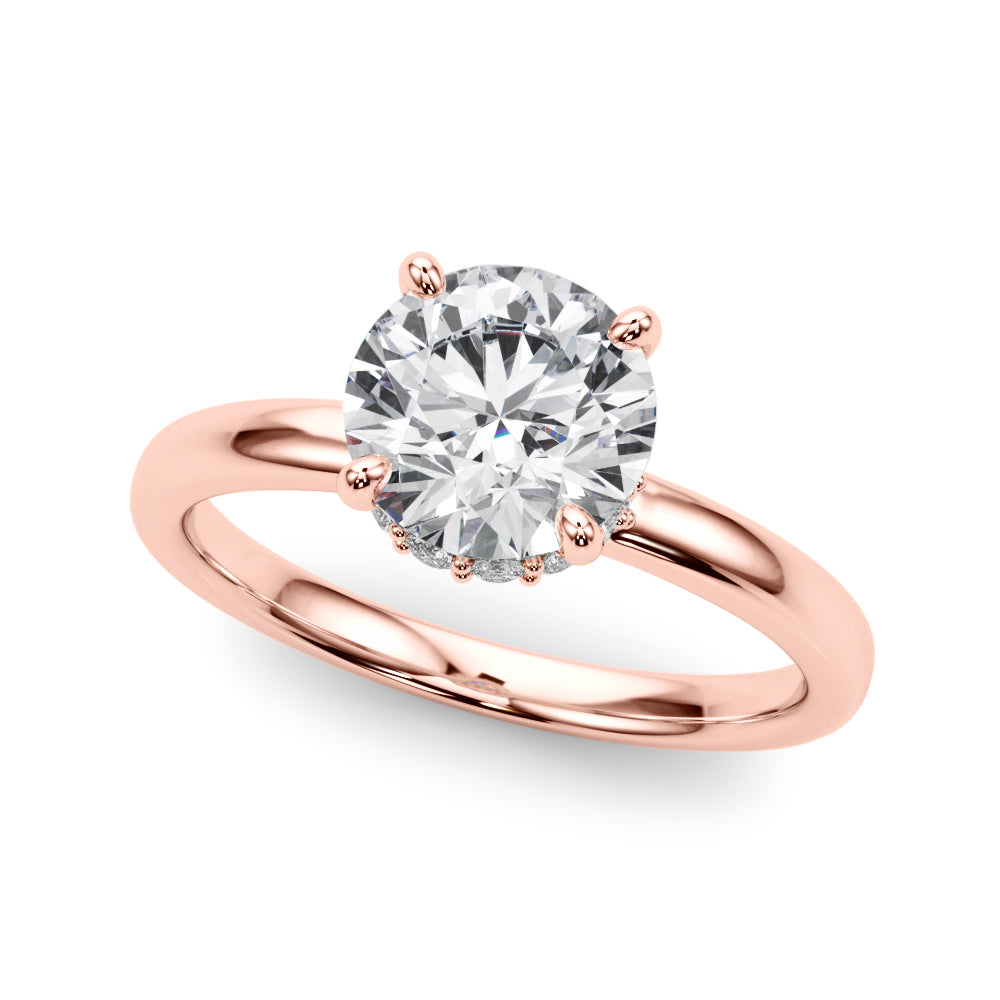 Resplendent Hidden Halo Rd Center Round Diamond Engagement Ring — 9K/18K Gold & Platinum