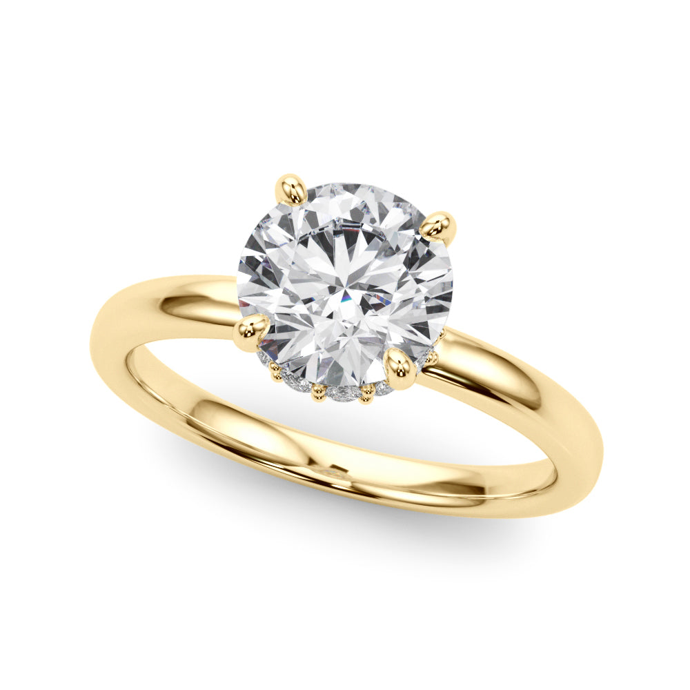 Resplendent Hidden Halo Rd Center Round Diamond Engagement Ring — 9K/18K Gold & Platinum