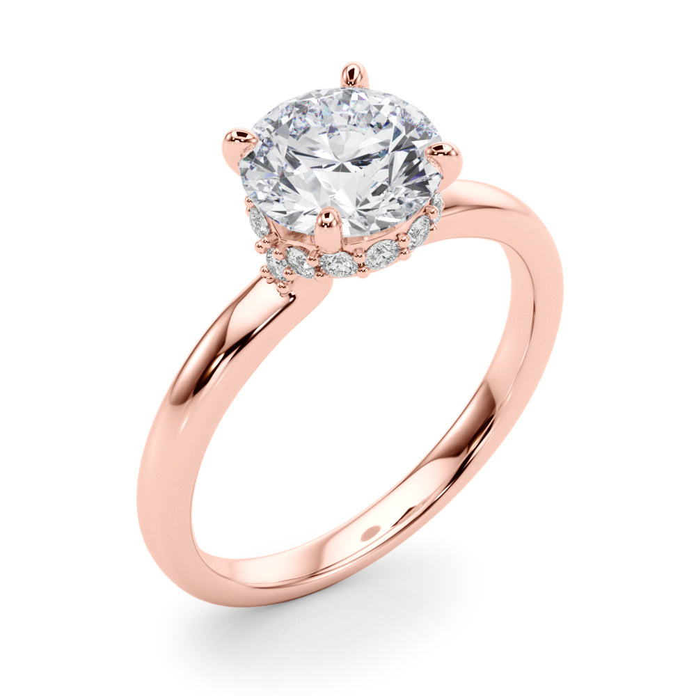 Resplendent Hidden Halo Rd Center Round Diamond Engagement Ring — 9K/18K Gold & Platinum