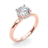 Resplendent Hidden Halo Rd Center Round Diamond Engagement Ring — 9K/18K Gold & Platinum