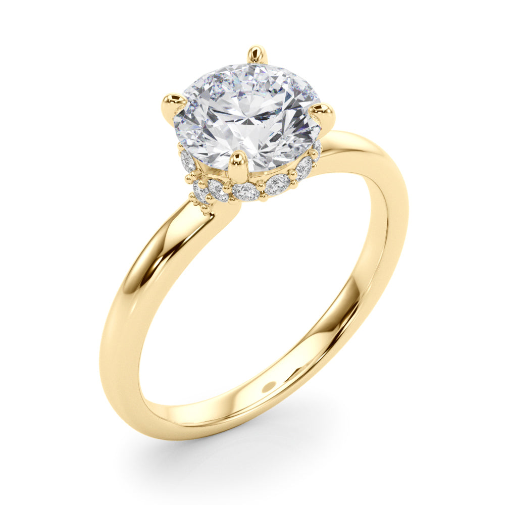 Resplendent Hidden Halo Rd Center Round Diamond Engagement Ring — 9K/18K Gold & Platinum