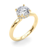 Resplendent Hidden Halo Rd Center Round Diamond Engagement Ring — 9K/18K Gold & Platinum
