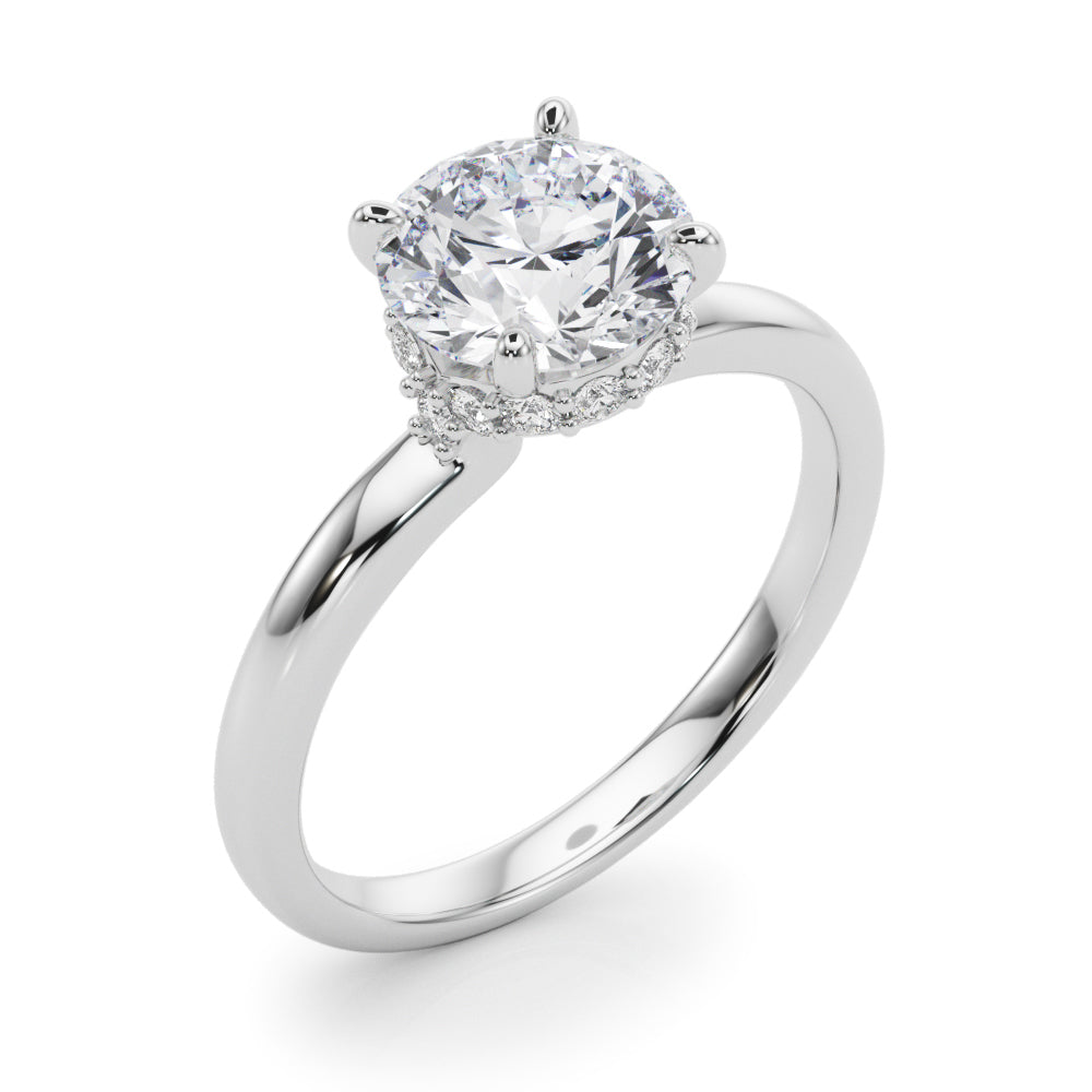 Resplendent Hidden Halo Rd Center Round Diamond Engagement Ring — 9K/18K Gold & Platinum