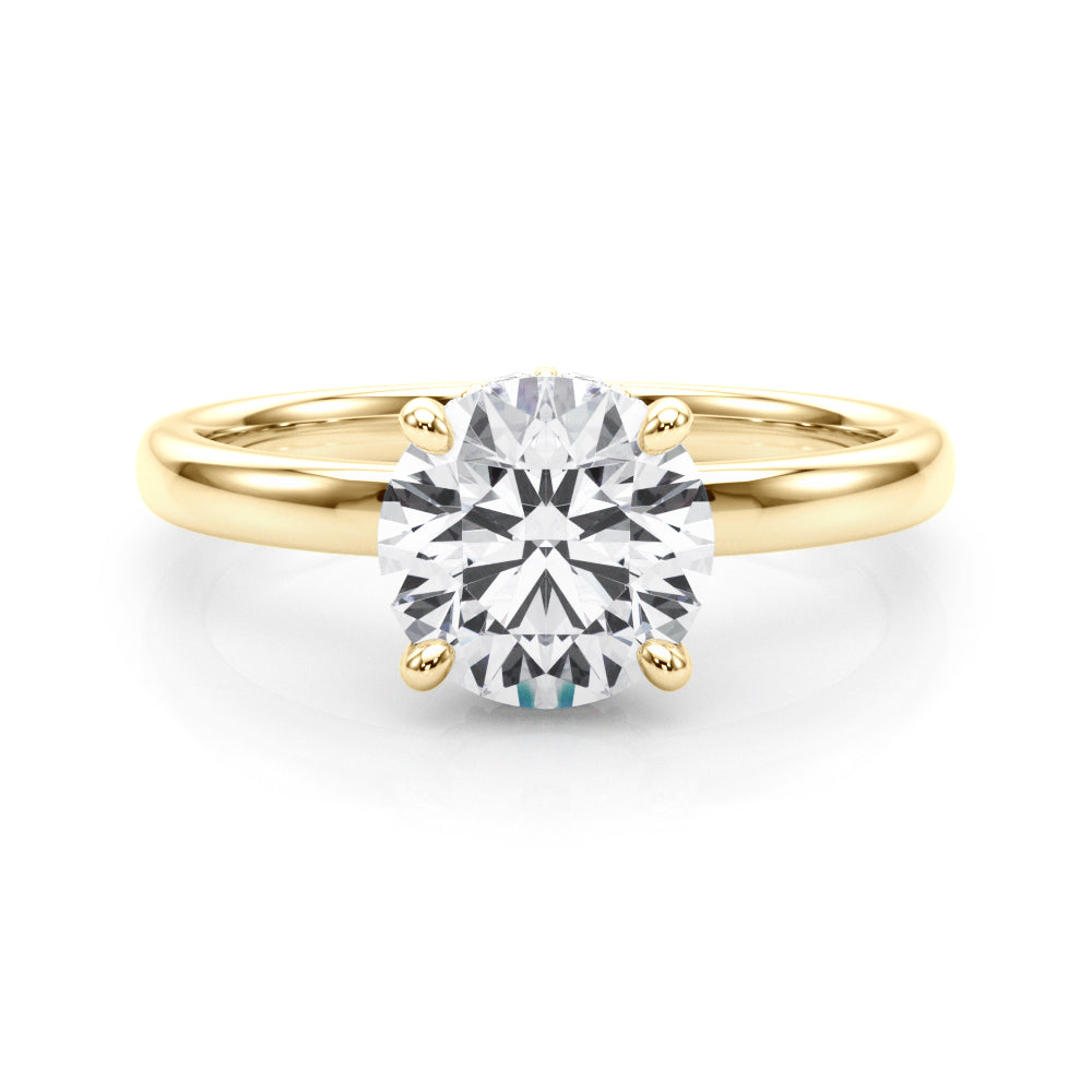 Resplendent Hidden Halo Rd Center Round Diamond Engagement Ring — 9K/18K Gold & Platinum