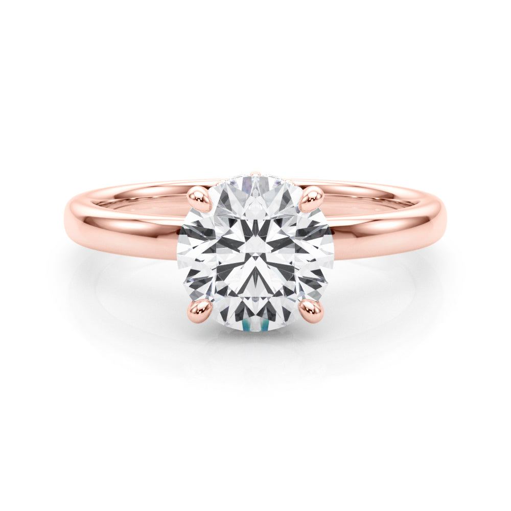 Resplendent Hidden Halo Rd Center Round Diamond Engagement Ring — 9K/18K Gold & Platinum