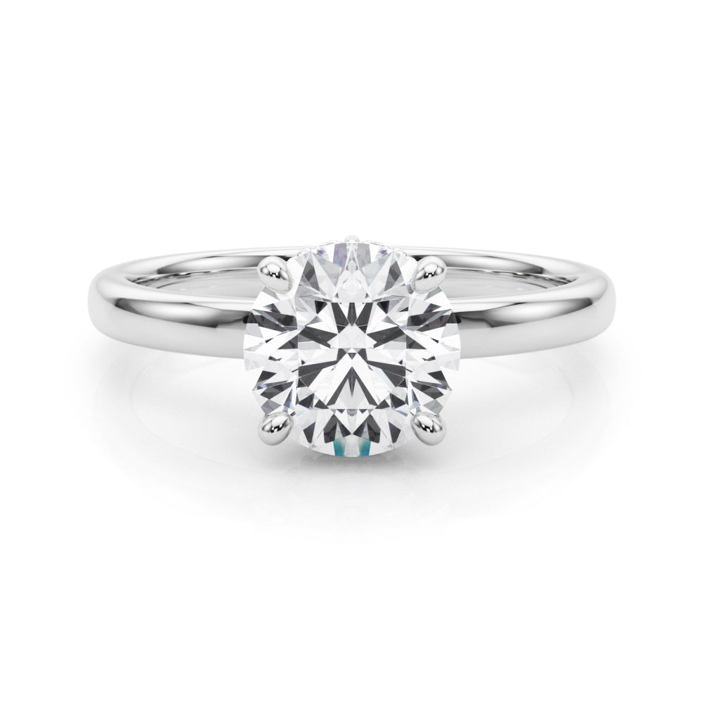 Resplendent Hidden Halo Rd Center Round Diamond Engagement Ring — 9K/18K Gold & Platinum