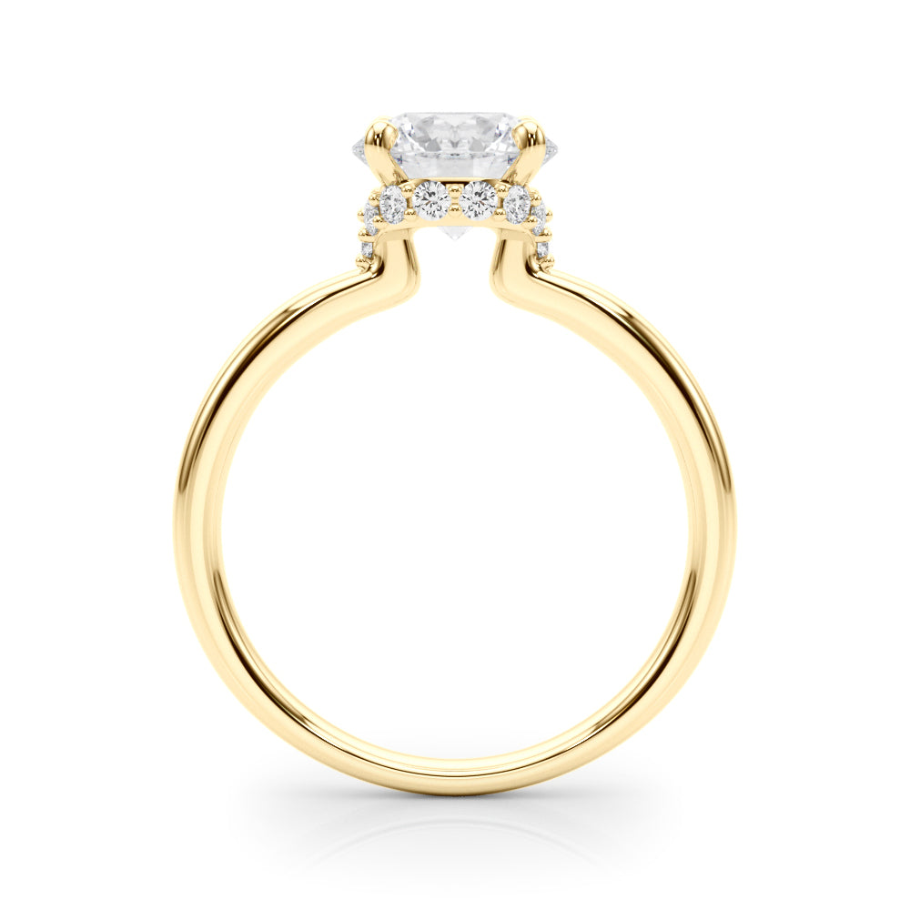 Resplendent Hidden Halo Rd Center Round Diamond Engagement Ring — 9K/18K Gold & Platinum