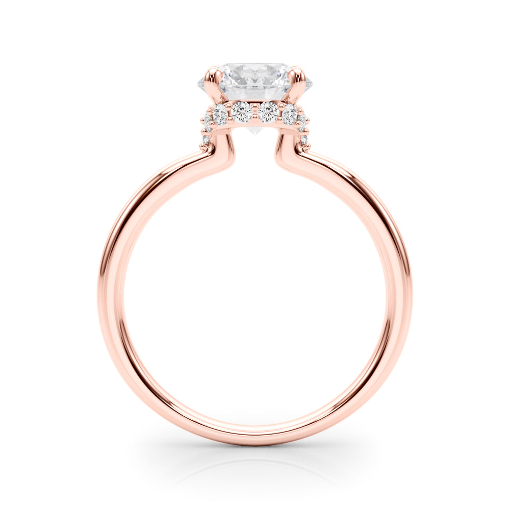 Resplendent Hidden Halo Rd Center Round Diamond Engagement Ring — 9K/18K Gold & Platinum