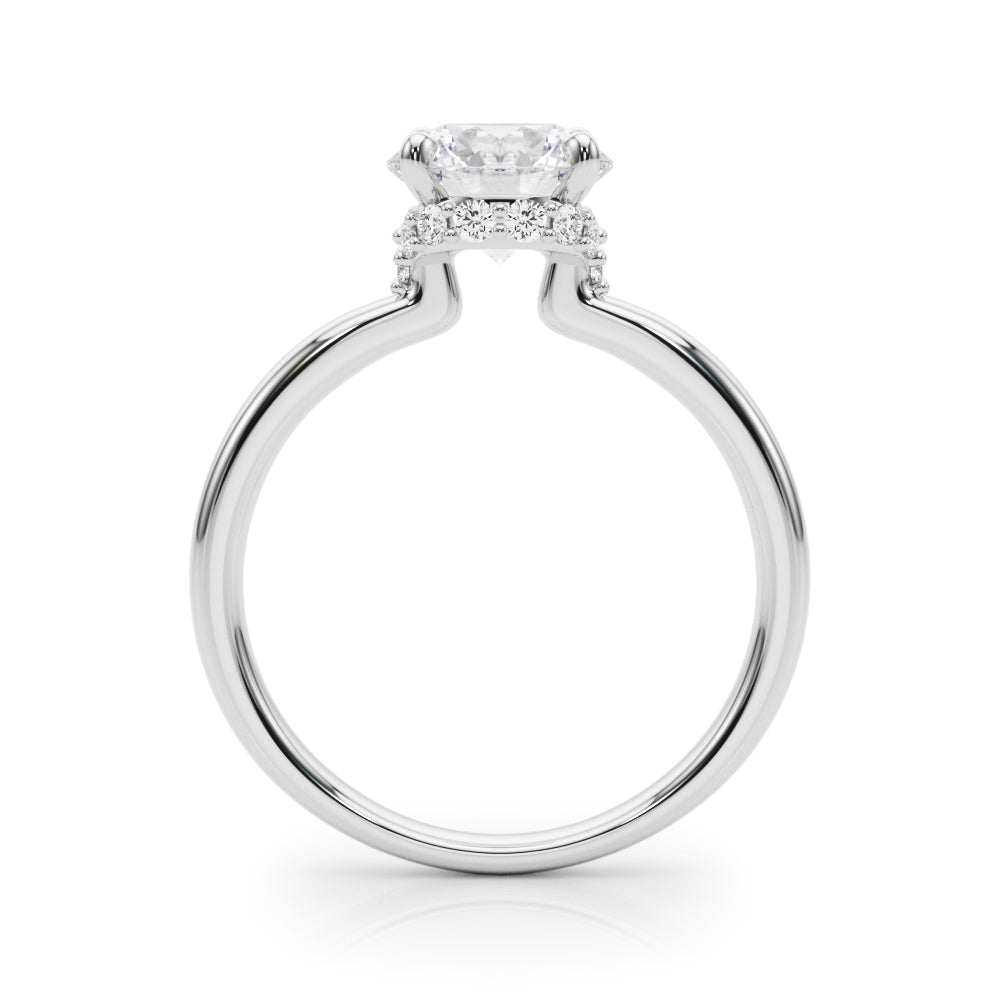 Resplendent Hidden Halo Rd Center Round Diamond Engagement Ring — 9K/18K Gold & Platinum
