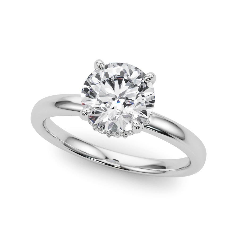 Resplendent Hidden Halo Rd Center Round Diamond Engagement Ring — 9K/18K Gold & Platinum