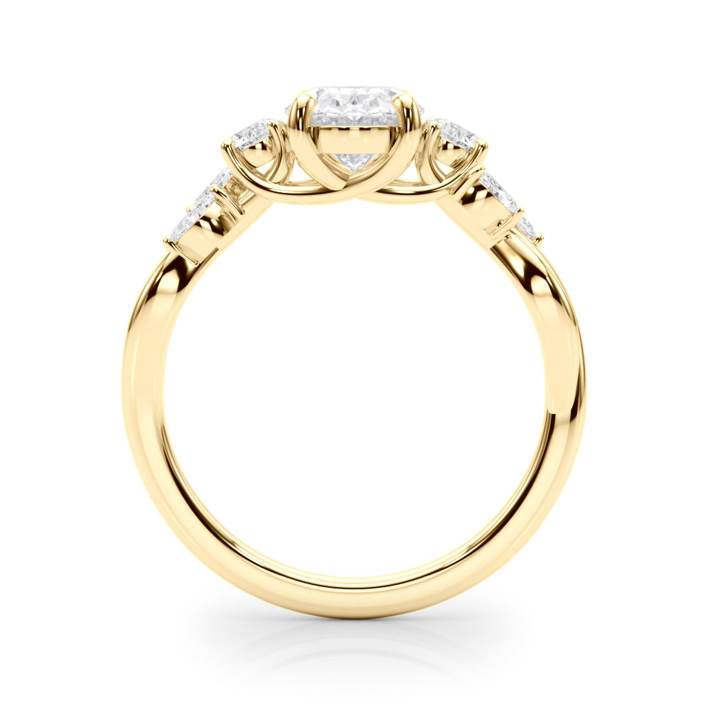 Cherished Split Shank Ov Center Rd & Mq Sides Oval Diamond Engagement Ring — 9K/18K Gold & Platinum