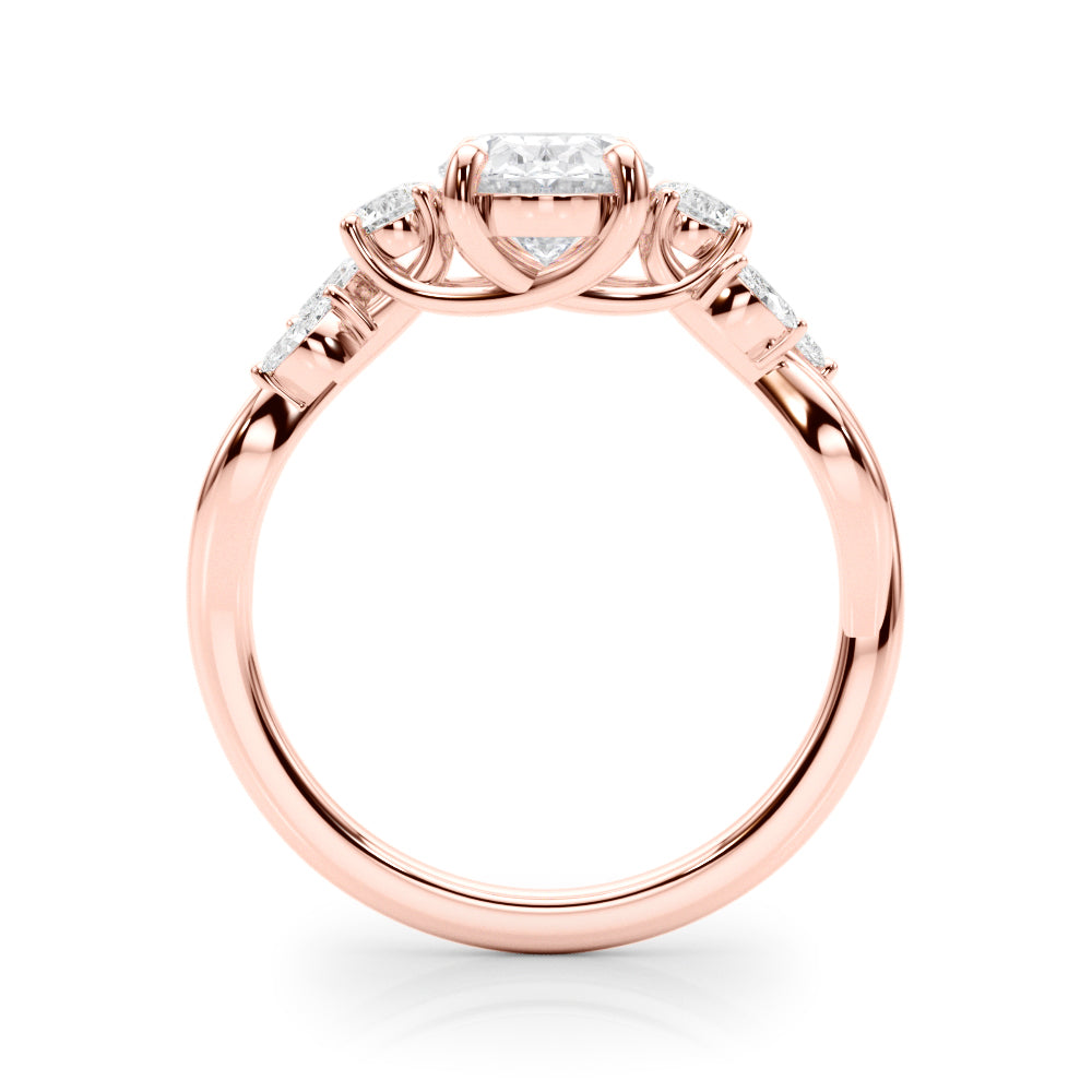 Cherished Split Shank Ov Center Rd & Mq Sides Oval Diamond Engagement Ring — 9K/18K Gold & Platinum
