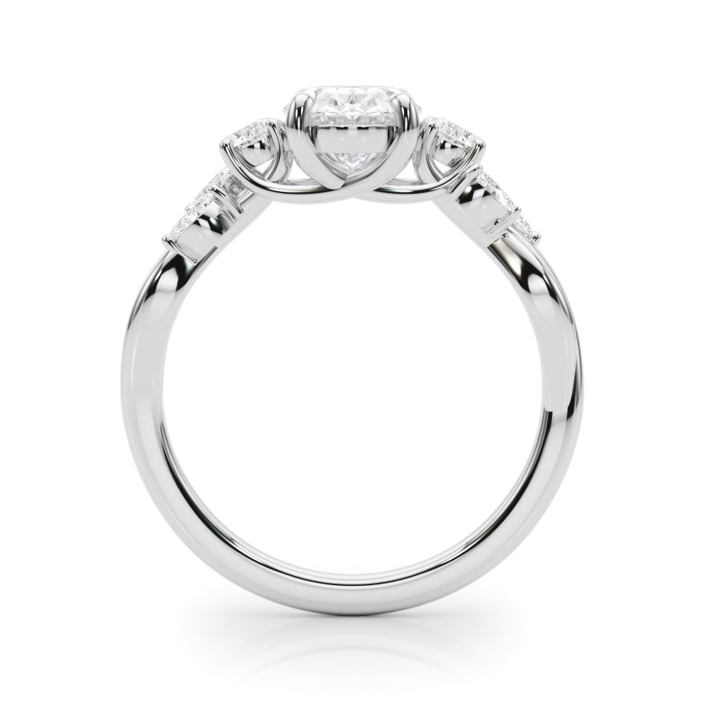 Cherished Split Shank Ov Center Rd & Mq Sides Oval Diamond Engagement Ring — 9K/18K Gold & Platinum