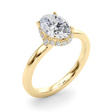 Noble Hidden Halo Center Oval Diamond Engagement Ring — 9K/18K Gold & Platinum
