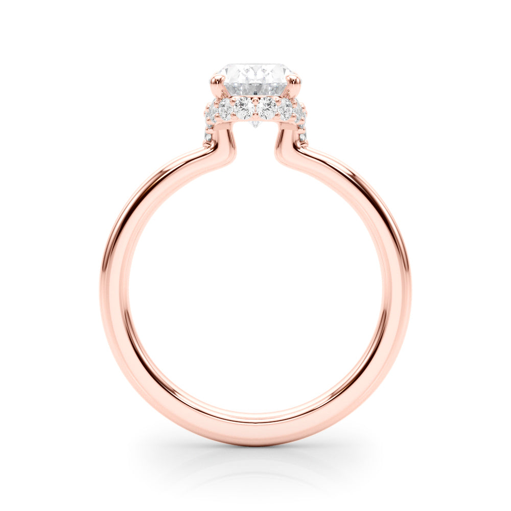 Noble Hidden Halo Center Oval Diamond Engagement Ring — 9K/18K Gold & Platinum
