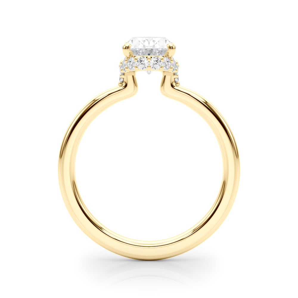 Noble Hidden Halo Center Oval Diamond Engagement Ring — 9K/18K Gold & Platinum