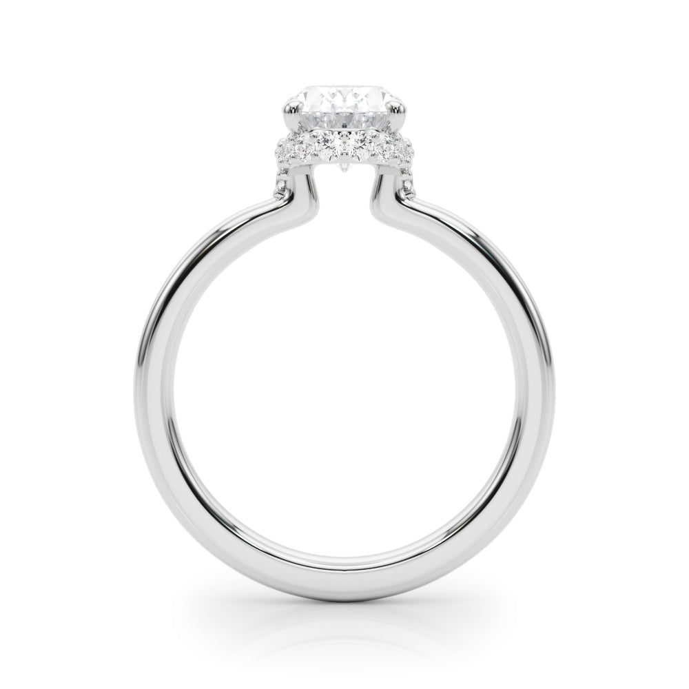 Noble Hidden Halo Center Oval Diamond Engagement Ring — 9K/18K Gold & Platinum