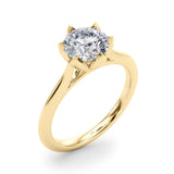 Statement Tulip 6 Pr Rd Solitaire Round Diamond Engagement Ring — 9K/18K Gold & Platinum