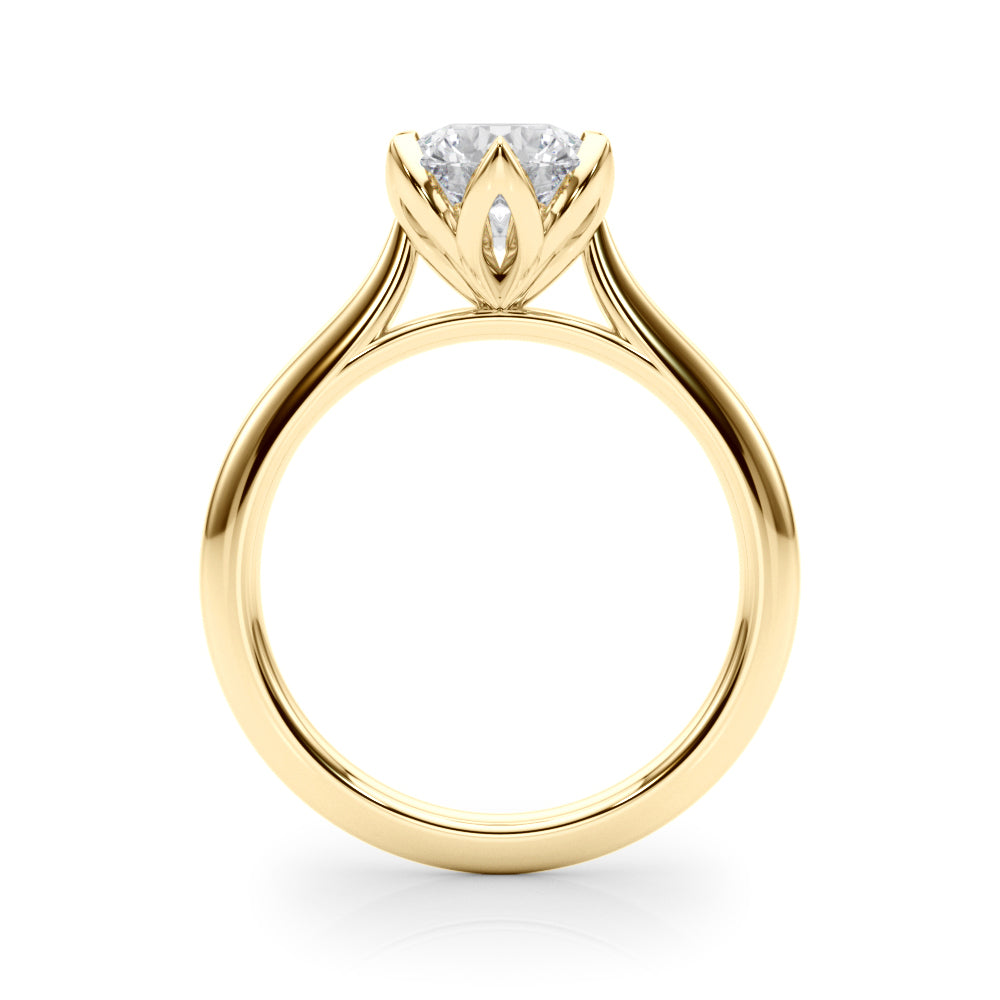 Statement Tulip 6 Pr Rd Solitaire Round Diamond Engagement Ring — 9K/18K Gold & Platinum