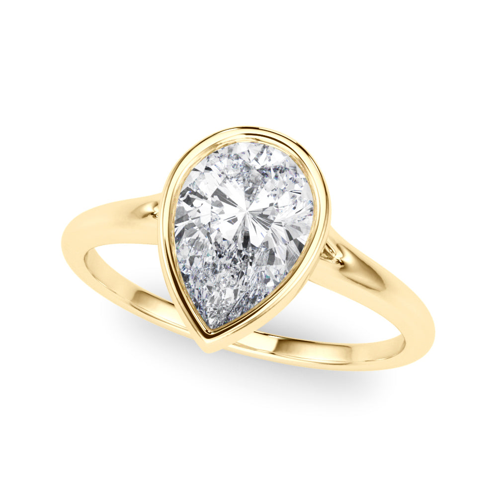 Noble Solitaire Ps Bezel Set Pear Diamond Engagement Ring — 9K/18K Gold & Platinum