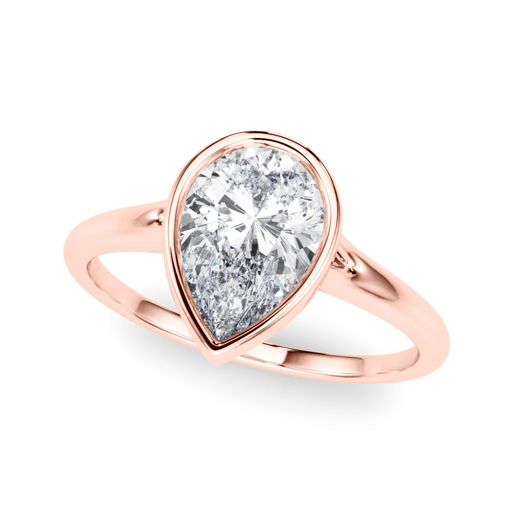 Noble Solitaire Ps Bezel Set Pear Diamond Engagement Ring — 9K/18K Gold & Platinum