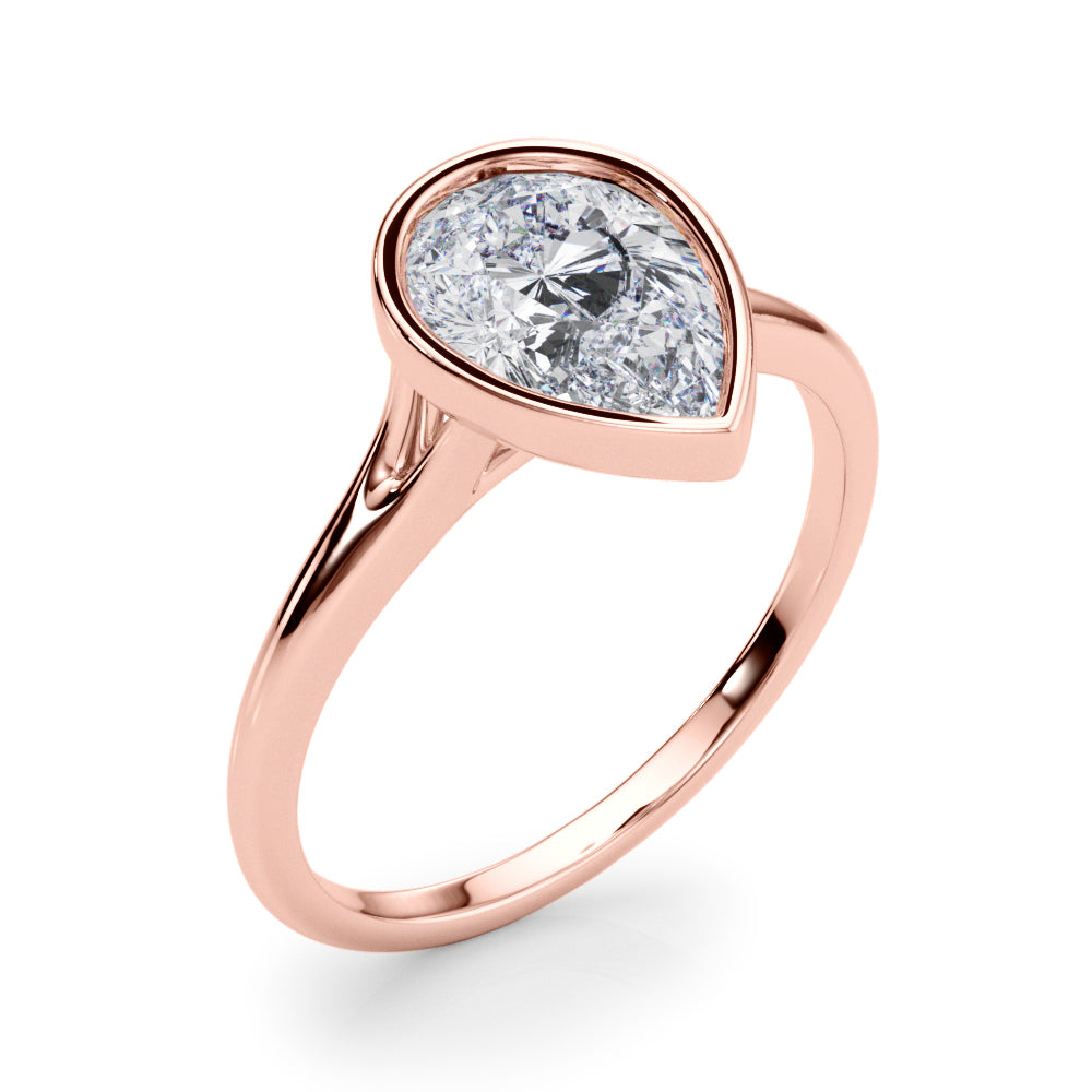 Noble Solitaire Ps Bezel Set Pear Diamond Engagement Ring — 9K/18K Gold & Platinum