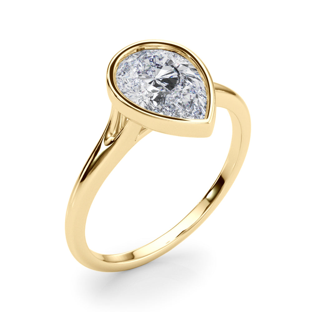 Noble Solitaire Ps Bezel Set Pear Diamond Engagement Ring — 9K/18K Gold & Platinum