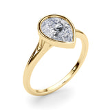Noble Solitaire Ps Bezel Set Pear Diamond Engagement Ring — 9K/18K Gold & Platinum