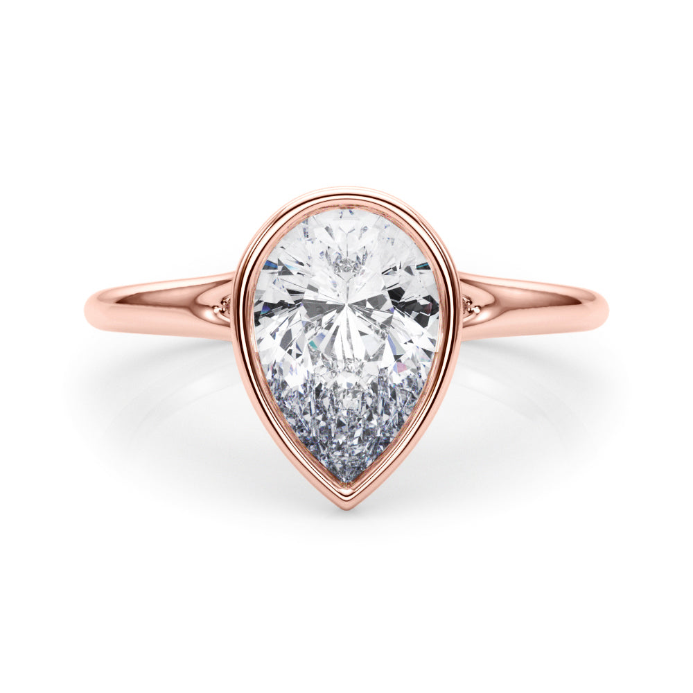 Noble Solitaire Ps Bezel Set Pear Diamond Engagement Ring — 9K/18K Gold & Platinum