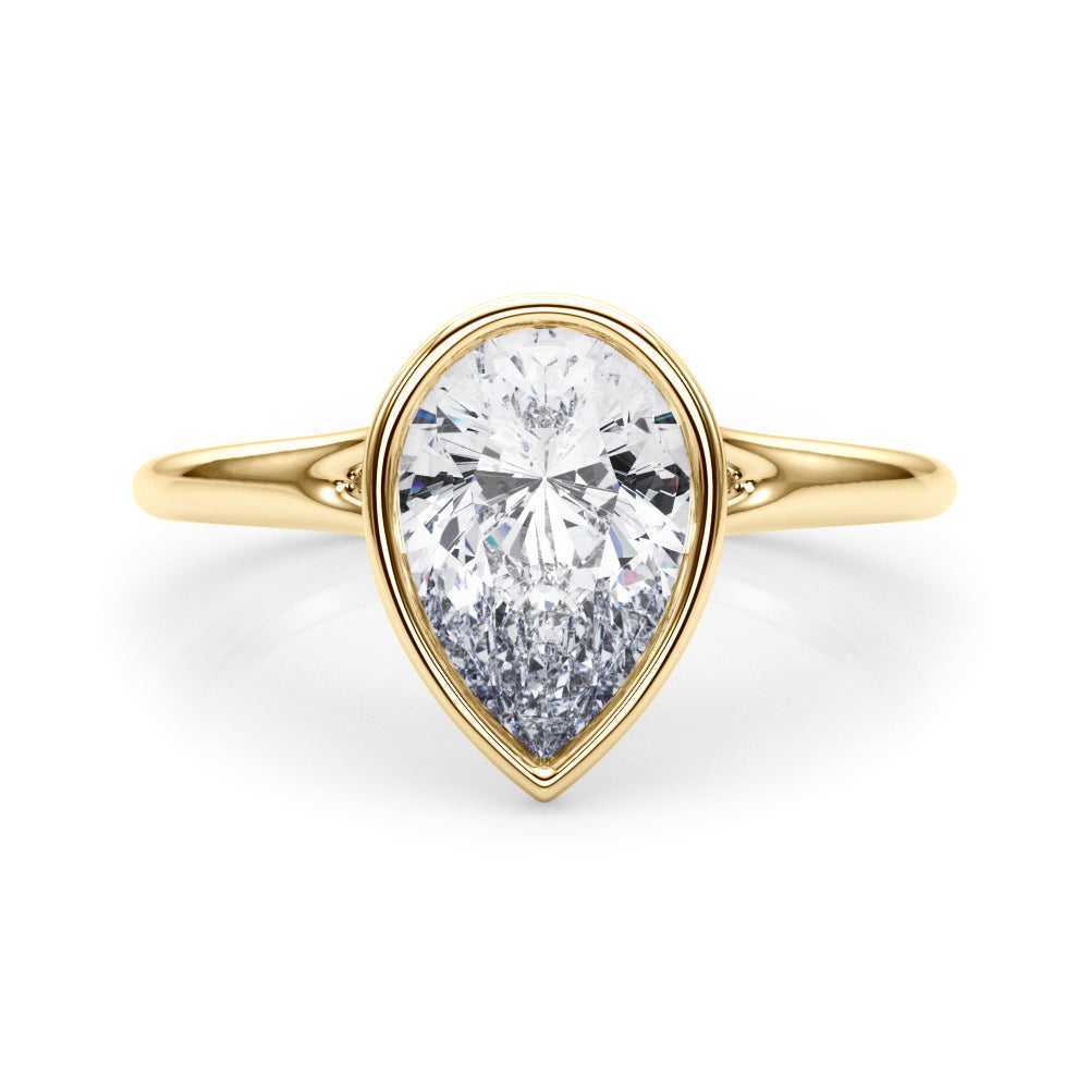 Noble Solitaire Ps Bezel Set Pear Diamond Engagement Ring — 9K/18K Gold & Platinum