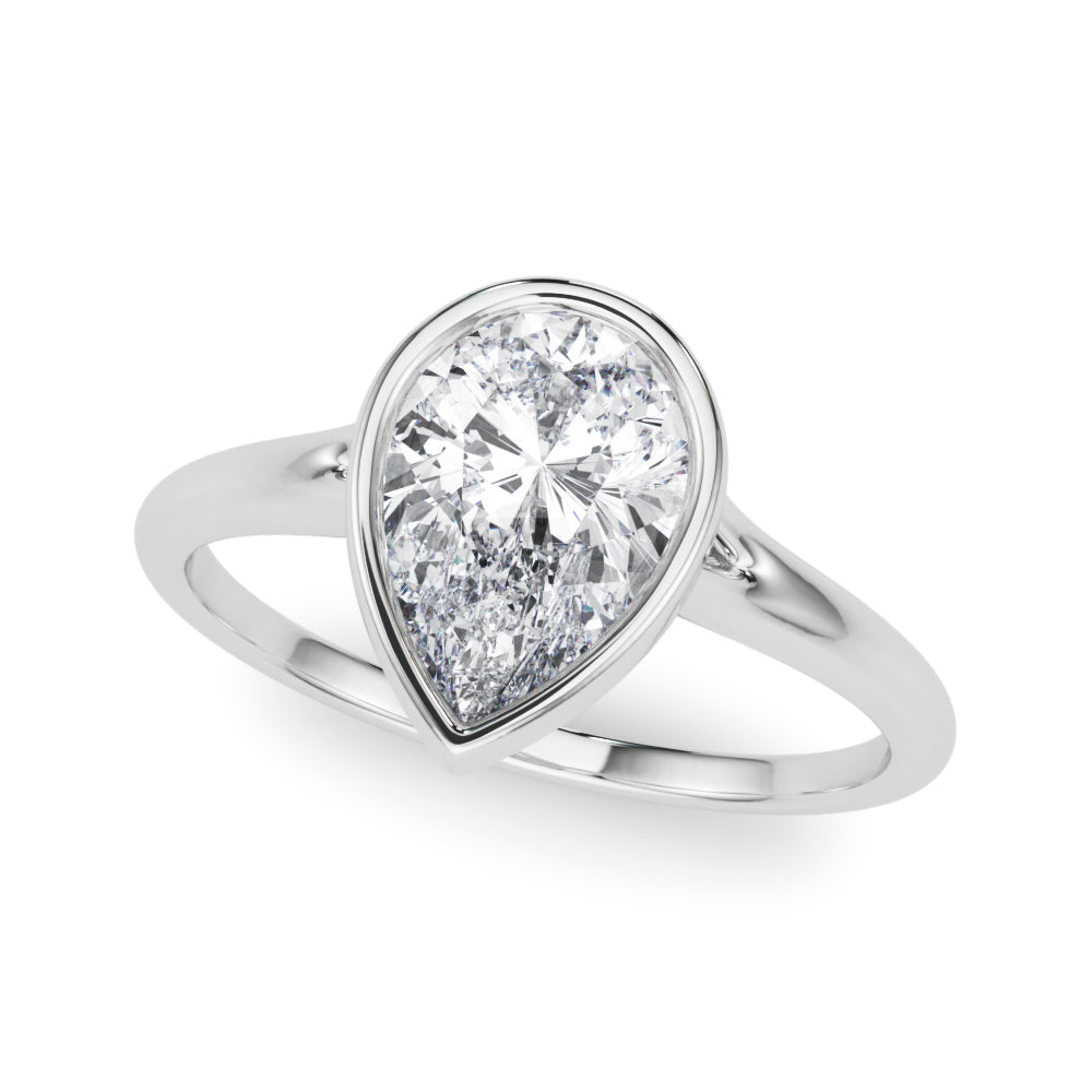 Noble Solitaire Ps Bezel Set Pear Diamond Engagement Ring — 9K/18K Gold & Platinum
