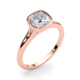 Classic Solitaire Bezel Set Cushion Diamond Engagement Ring — 9K/18K Gold & Platinum