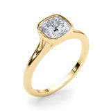 Classic Solitaire Bezel Set Cushion Diamond Engagement Ring — 9K/18K Gold & Platinum