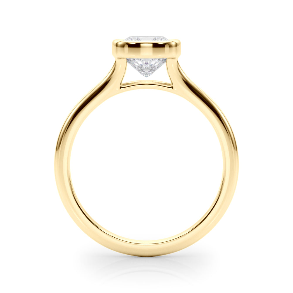 Classic Solitaire Bezel Set Cushion Diamond Engagement Ring — 9K/18K Gold & Platinum