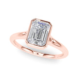 Timeless Solitaire Ec Bezel Set Emerald Diamond Engagement Ring — 9K/18K Gold & Platinum