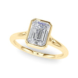 Timeless Solitaire Ec Bezel Set Emerald Diamond Engagement Ring — 9K/18K Gold & Platinum