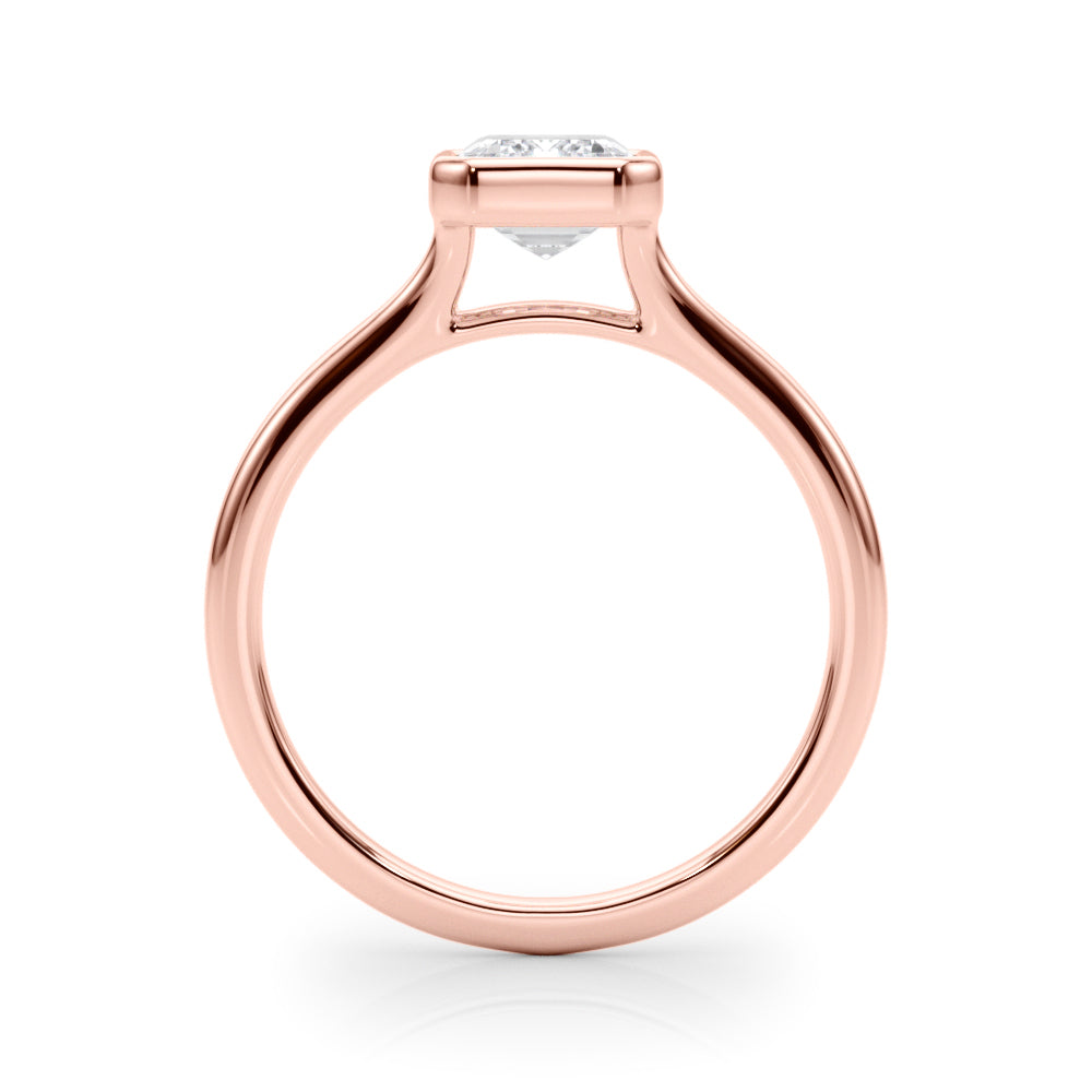 Timeless Solitaire Ec Bezel Set Emerald Diamond Engagement Ring — 9K/18K Gold & Platinum