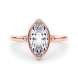 Lab-Grown Marquise Cut Diamond Bezel Set Solitaire Engagement Ring. 