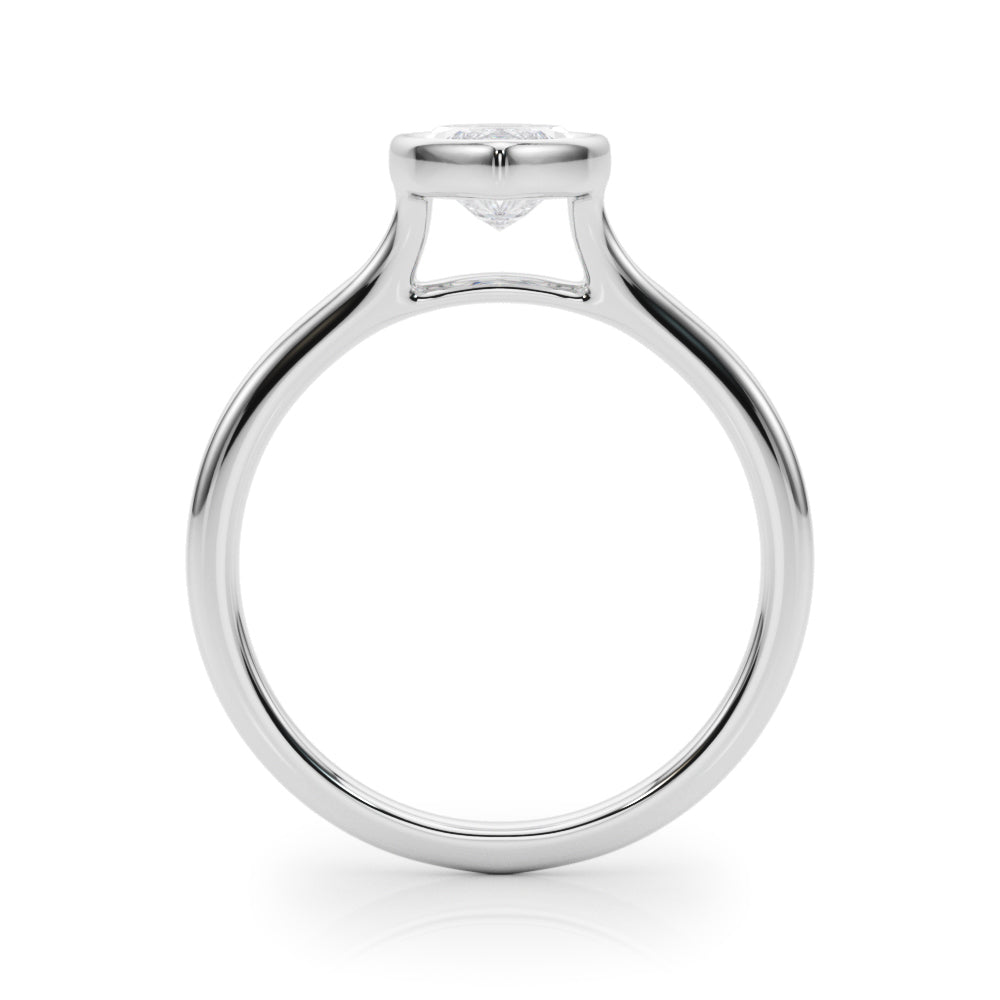 Lab-Grown Marquise Cut Diamond Bezel Set Solitaire Engagement Ring. 