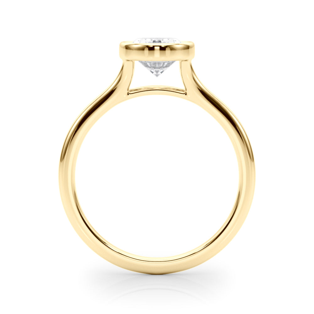 Vintage-Inspired Solitaire Ov Bezel Set Oval Diamond Engagement Ring — 9K/18K Gold & Platinum