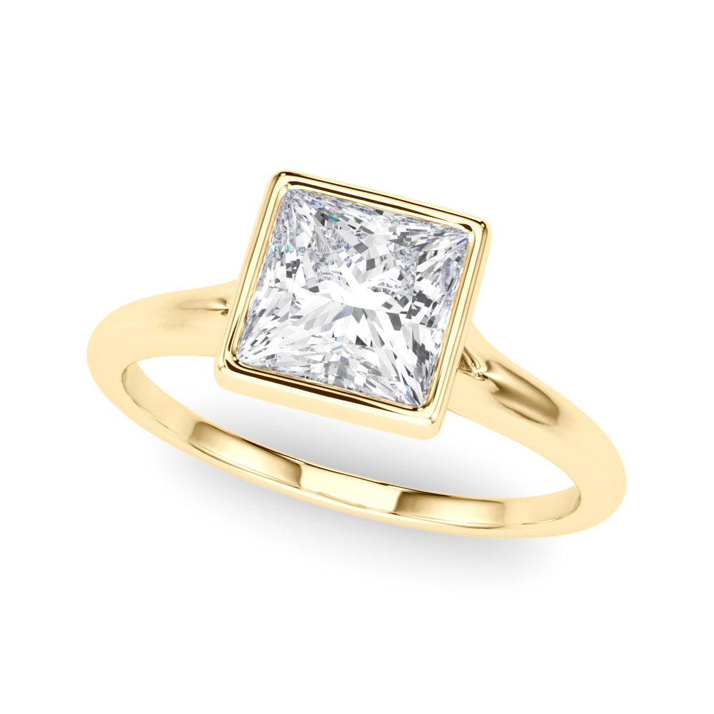 Heirloom Solitaire Pc Bezel Set Princess Diamond Engagement Ring — 9K/18K Gold & Platinum