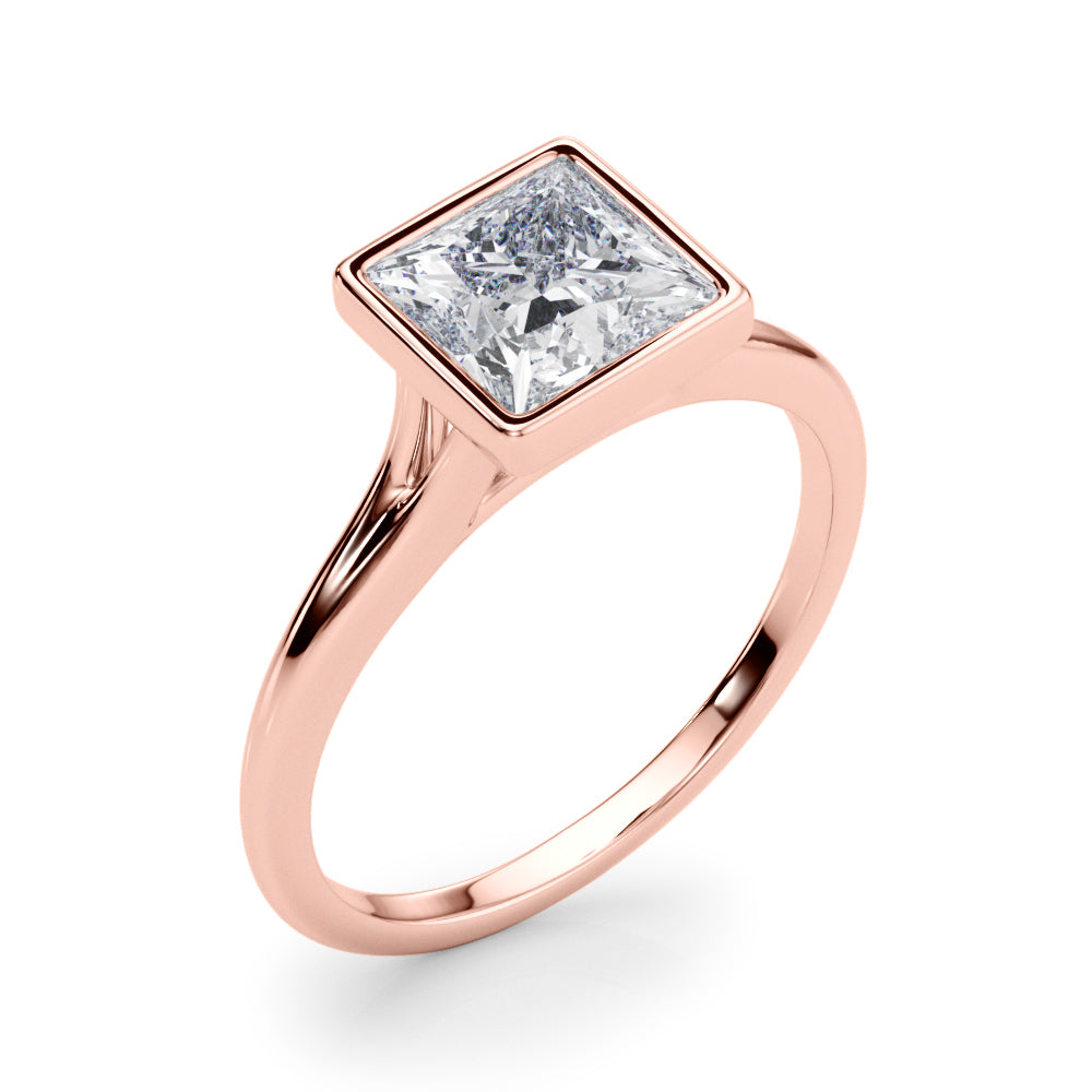 Heirloom Solitaire Pc Bezel Set Princess Diamond Engagement Ring — 9K/18K Gold & Platinum