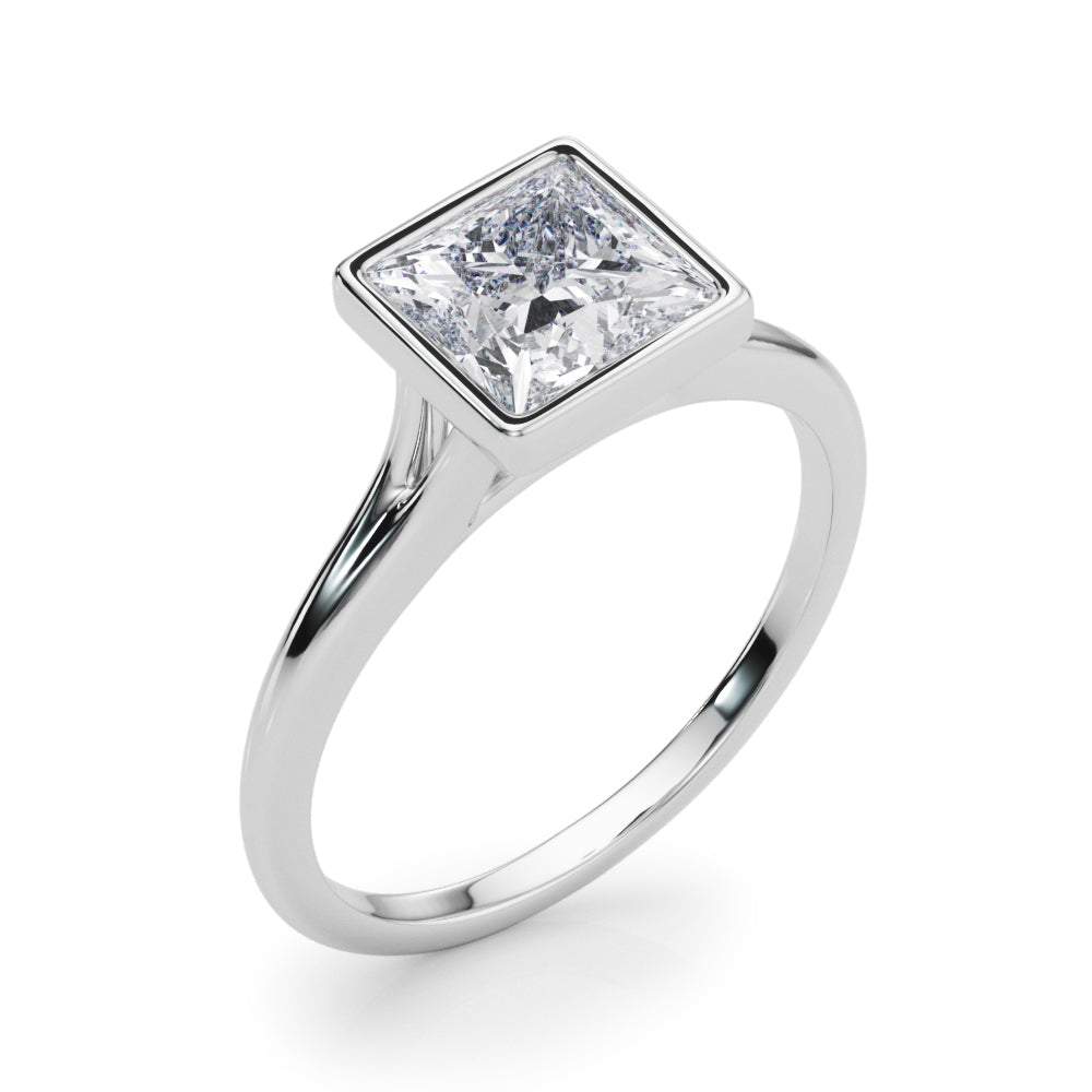Heirloom Solitaire Pc Bezel Set Princess Diamond Engagement Ring — 9K/18K Gold & Platinum