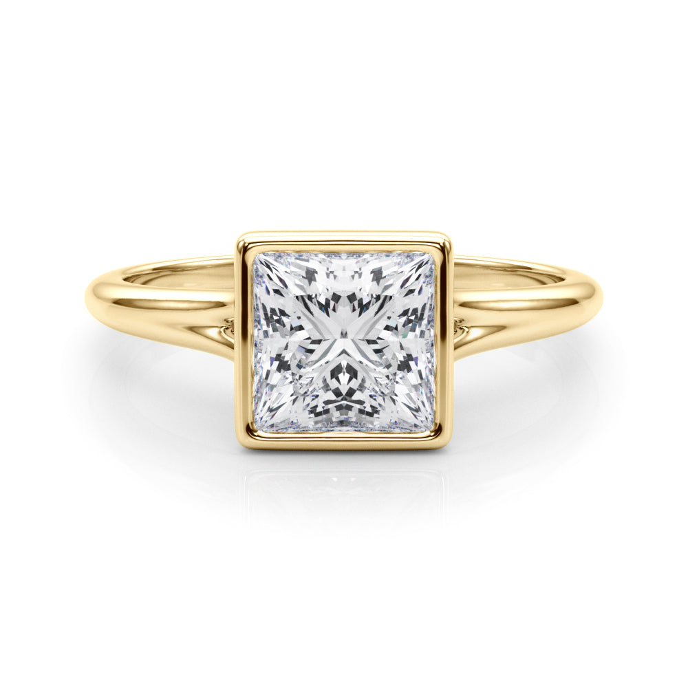 Princess Cut Diamond Bezel Set Solitaire Engagement Ring