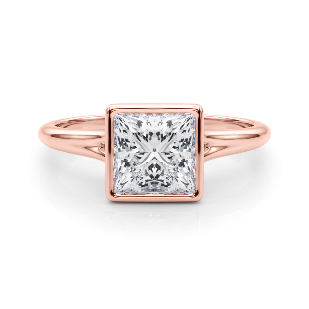 Heirloom Solitaire Pc Bezel Set Princess Diamond Engagement Ring — 9K/18K Gold & Platinum